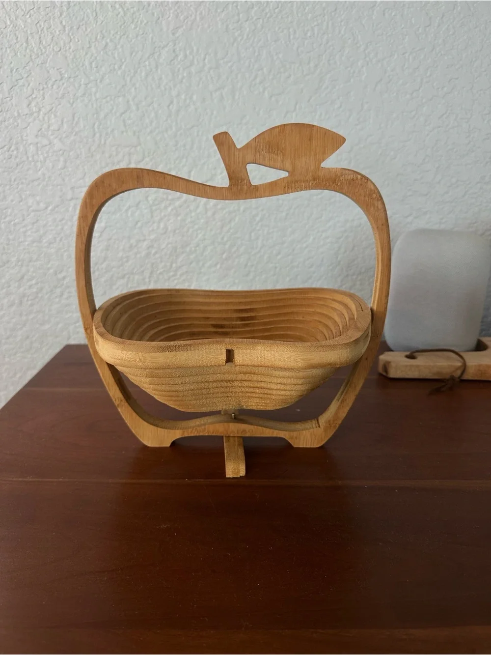 Wooden Apple Fruit Basket Foldable - Natural Bamboo Home Accent